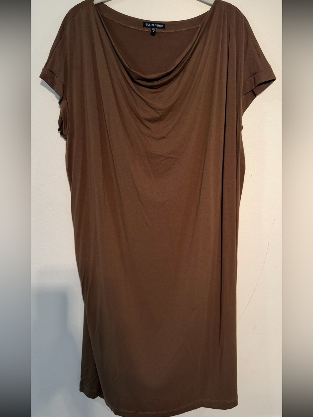Eileen Fisher Brown Cowl-Neck Tunic